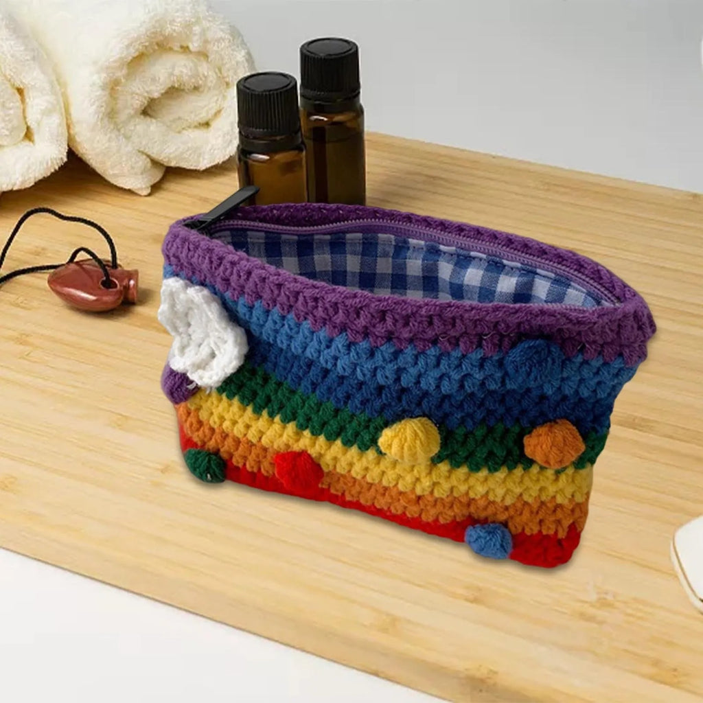 Fancyjoys® Handmade Rainbow Knit Coin Purse – Cute Mini Wallet, Card Holder & Clutch – Unique Gift for Women, Perfect for Coins & Cards
