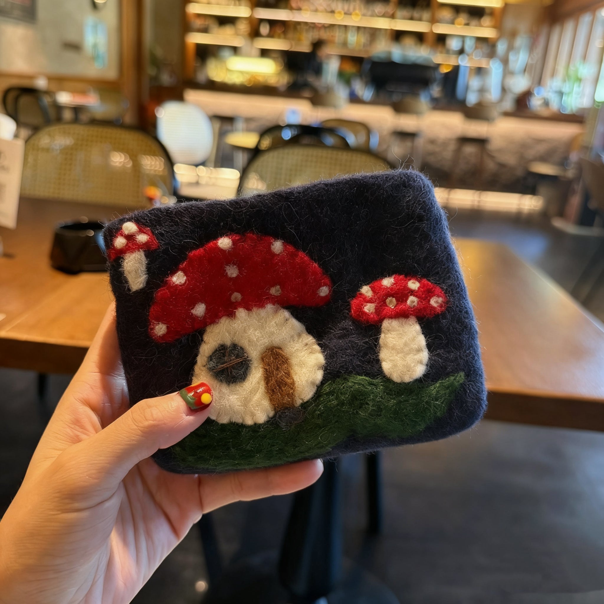 Fancyjoys® Handmade Wool Felt Coin Purse – Cute Mushroom & Sheep Card Holder, Small Wallet for Women & Girls