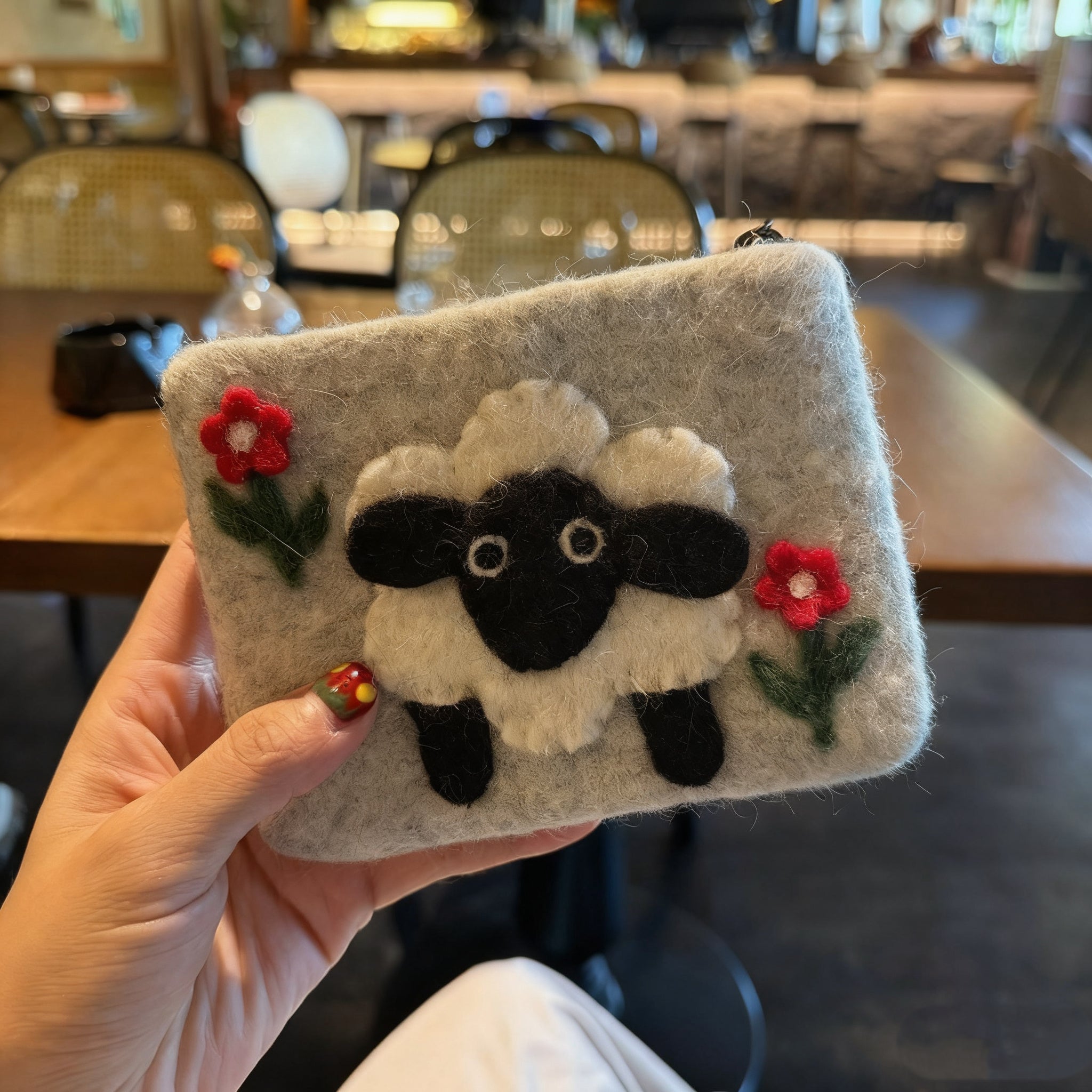 Fancyjoys® Handmade Wool Felt Coin Purse – Cute Mushroom & Sheep Card Holder, Small Wallet for Women & Girls