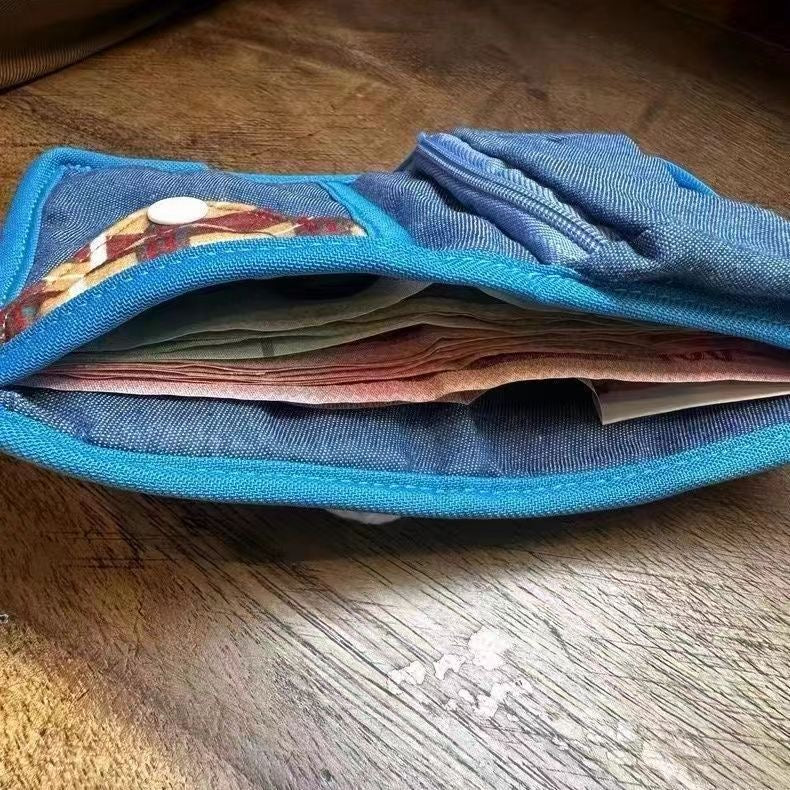 Fancyjoys® Cute Embroidered Fabric Wallet – Cartoon Pudding, Apple & Elephant Designs | Small Bifold Wallet for Girls & Women