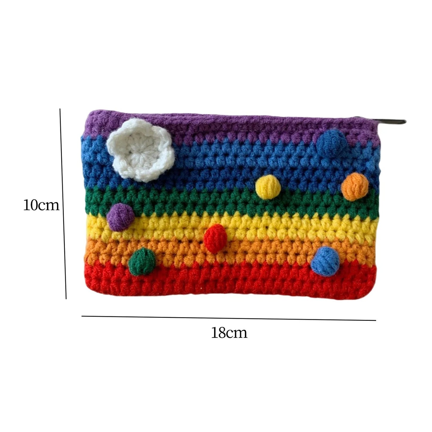 Fancyjoys® Handmade Rainbow Knit Coin Purse – Cute Mini Wallet, Card Holder & Clutch – Unique Gift for Women, Perfect for Coins & Cards