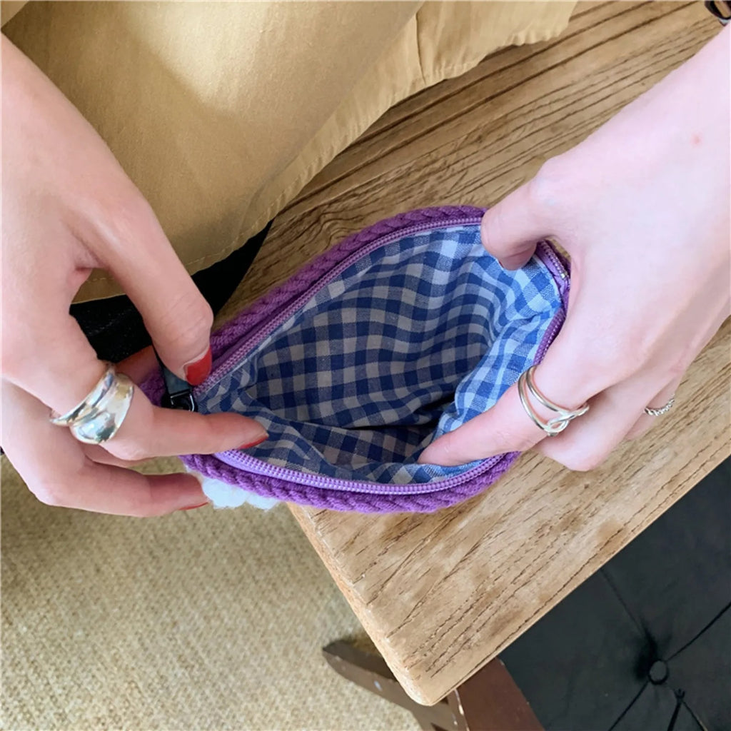 Fancyjoys® Handmade Rainbow Knit Coin Purse – Cute Mini Wallet, Card Holder & Clutch – Unique Gift for Women, Perfect for Coins & Cards